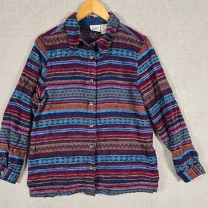 Koret City Blues Womens Size Medium Striped Southwestern Button Up Shirt